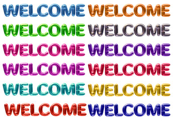 Poster - Set of welcome text design isolated on transparent background in 3d rendering for family, friends, invitation and hospitality concept.