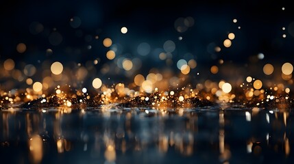Wall Mural - golden bokeh lights abstract background. christmas and new year concept