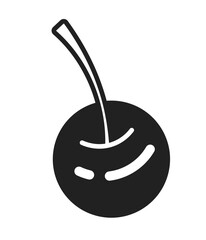 Poster - Tasty cherry fruit monochrome flat vector object. Decor for desserts. Juicy fruit. Editable black and white thin line icon. Simple cartoon clip art spot illustration for web graphic design