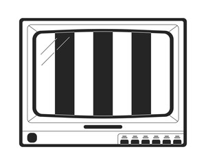 Fototapete - Old tv no signal screen flat monochrome isolated vector object. Stripes on screen. Editable black and white line art drawing. Simple outline spot illustration for web graphic design