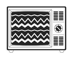 Poster - No signal on old tv flat monochrome isolated vector object. Noise. Editable black and white line art drawing. Simple outline spot illustration for web graphic design