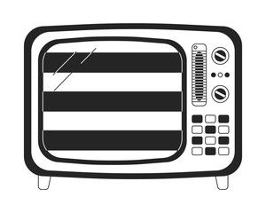 Fototapete - Stripes on tv flat monochrome isolated vector object. Old tv. No signal. Vintage television. Editable black and white line art drawing. Simple outline spot illustration for web graphic design