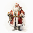 Santa Claus. Watercolour illustration for card, christmas design.