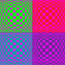 Mod Op Art Vector Patterns With Bright Colors And Circles