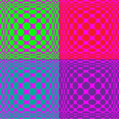 Poster - mod op art vector patterns with bright colors and circles