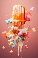 Wall Mural - Summer Colored Ice Cream Popsicle.
Straightforward Sorbet on a Stick.
Super Sweet Sensation Icicle.