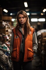 Canvas Print - shot of a young woman standing in a recycling centre