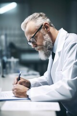 Poster - cropped shot of a male scientist making notes while conducting research in his laboratory