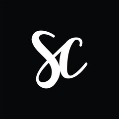 SC beautiful Initial handwriting logo template