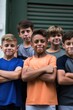 © Natalia - shot of a group of young boys standing together and showing off their muscles