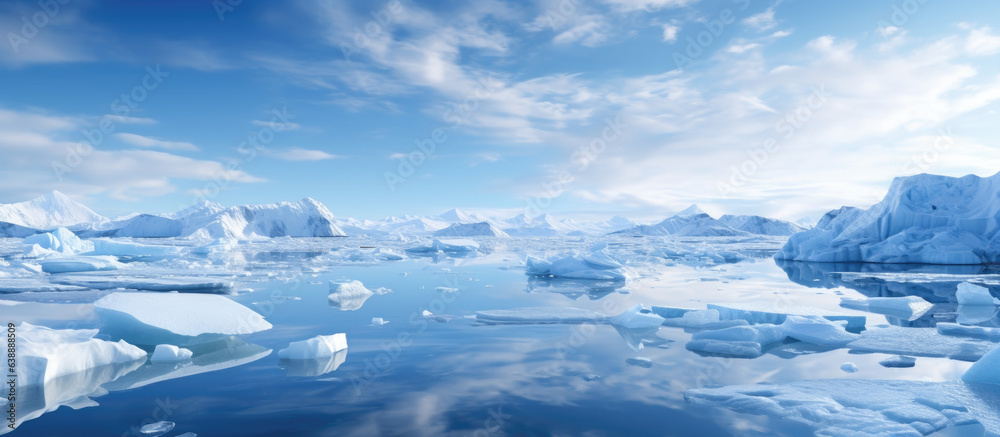 Ice sheets melting in the arctic ocean or waters. Global warming ...