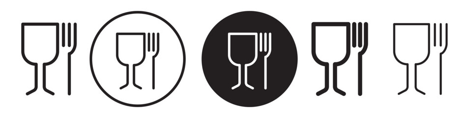 Poster - food safe mark icon. wine glass and fork symbol. vector set of non toxic silicone kitchen ware utens