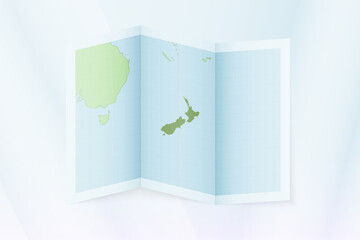 Wall Mural - New Zealand map, folded paper with New Zealand map.