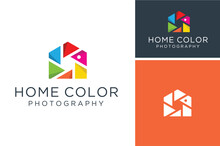 Rainbow House Color Decoration, Wall Home Paint Photography Photographer Studio With Colorful Aperture Camera Lens Logo Design