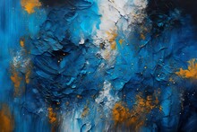 Blue Abstract Acrylic Painting On Canvas Texture