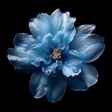 A Blue Flower With Water Drops