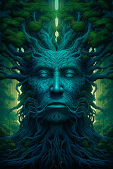 Wall Mural - Spirit of the forest. Druid. Tree of life. Generative AI