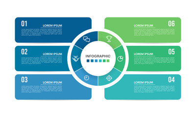 6 process infographic design template. diagram, annual report, business presentation, and organizati
