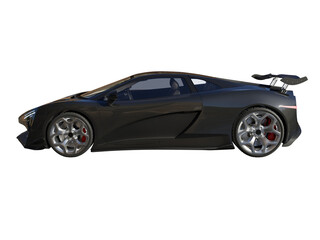 Black modern sports car side view isolated 3d render