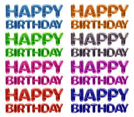 Poster - Set of happy birthday text design isolated on transparent background in 3d rendering for celebration, party and gift concept.