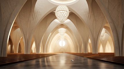 Canvas Print - Minimalist Interior of Elegant Mosque