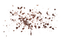 Pile Chopped, Milled Chocolate Isolated On White, Top View
