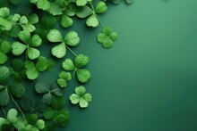 Green Clover Leaves With Space For Text