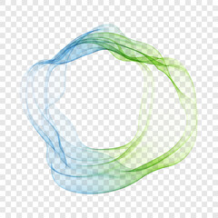 Sticker - Abstract blue-green design element with wavy lines in the shape of an ellipse.