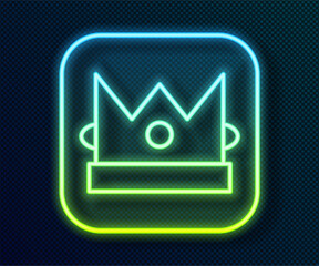 Wall Mural - Glowing neon line King playing card icon isolated on black background. Casino gambling. Vector