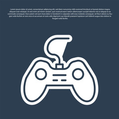 Poster - blue line gamepad icon isolated on blue background. game controller. vector