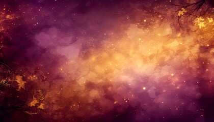 Wall Mural - Fantasy orange and violet, purple nebula glowing and morphing into space. Vintage elements and fine lines transforming this galaxy pattern into a unique cosmic background.