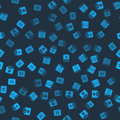Poster - Set Live stream, Online play video, MOV file and Pause button on seamless pattern. Vector