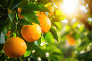 Poster - Sun-Kissed Citrus: Oranges Glistening on the Tree