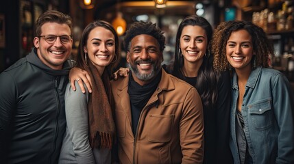 Canvas Print - portraits modernes de personnes heureuses et différentes d'un point de vue ethnique