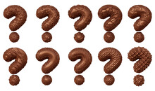 Set Of Chocolate Question Mark Symbol Design. Ask Icon Or Sign Shape Isolated On Transparent Background In 3d Rendering.