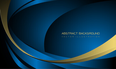 Poster - Abstract gold line blue metallic curve dynamic overlap shadow design modern futuristic luxury creative background vector