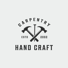 Hammer And Nails Carpentry Logo Vintage Vector Illustration Template Icon Graphic Design