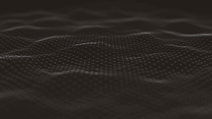 Wall Mural - Abstract Minimal Mesh Waving Background/ 4k animation of an abstract fractal background with mesh surface and particle lines waving and depth of field blur