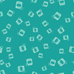 Poster - Green Information icon isolated seamless pattern on green background. Vector