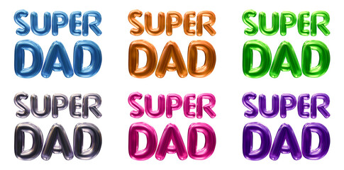 Fototapete - Set of super dad text isolated on transparent background in 3d rendering  for fathers day concept.
