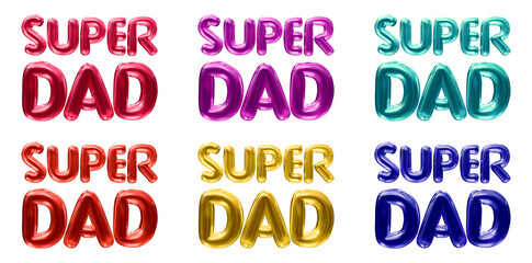 Fototapete - Set of super dad text isolated on transparent background in 3d rendering  for fathers day concept.