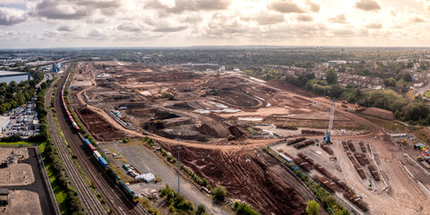 Wall Mural - Aerial view of the HS2 construction site near Washwood Heath in Birmingham