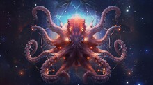 God Is A Trans Dimensional Octopus Made Up Of Stars.Generative AI
