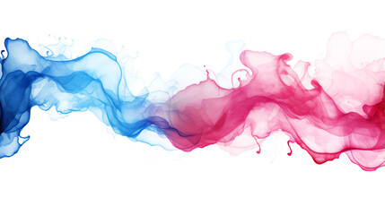 Wall Mural - Blue and pink watercolor paint splashes isolated on transparent background. Generative AI