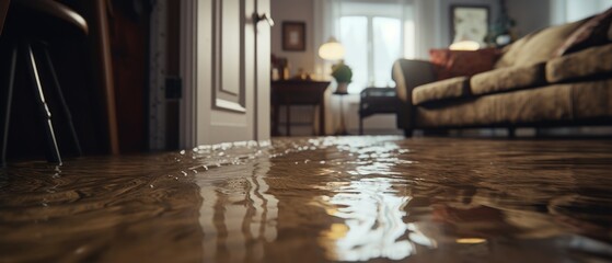 Wall Mural - Flooded floor at home. Generative AI