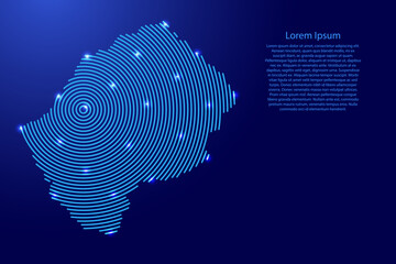 Sticker - Lesotho map from futuristic concentric blue circles and glowing stars for banner, poster, greeting card