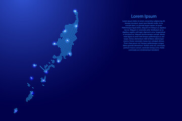 Poster - Palau map from futuristic concentric blue circles and glowing stars for banner, poster, greeting card