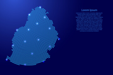 Leinwandbilder - Mauritius map from futuristic concentric blue circles and glowing stars for banner, poster, greeting card