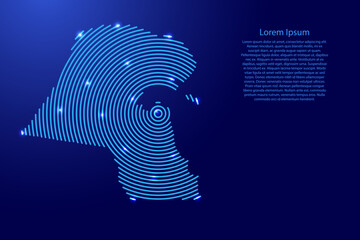 Poster - Kuwait map from futuristic concentric blue circles and glowing stars for banner, poster, greeting card