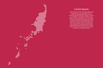 Poster - Palau map country from white futuristic concentric circles on red viva magenta background